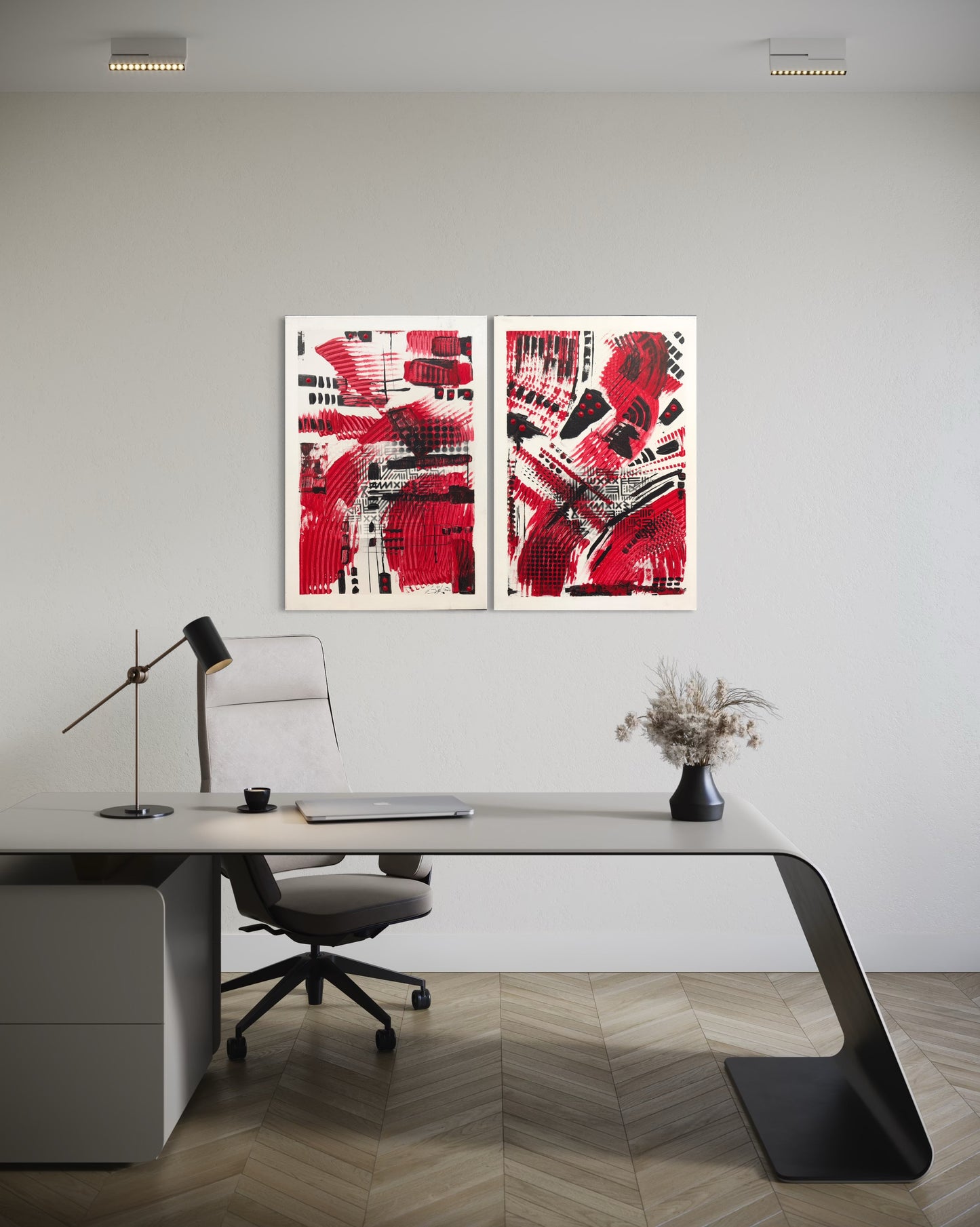 Red Riders Diptych - 2 of 42x59x2cm