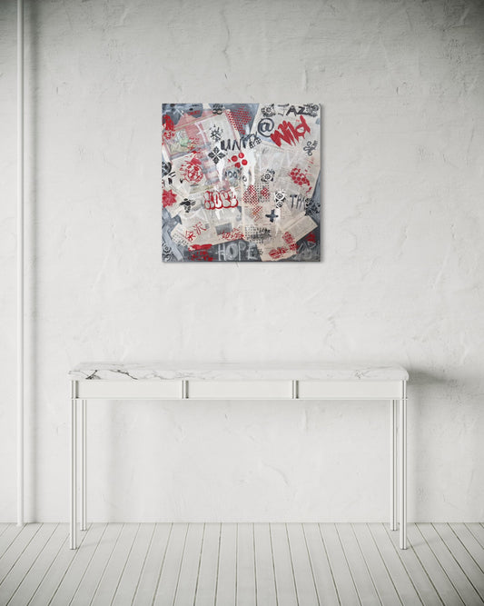 City Wall Palimsest - 76cm X 76cm stretched canvas