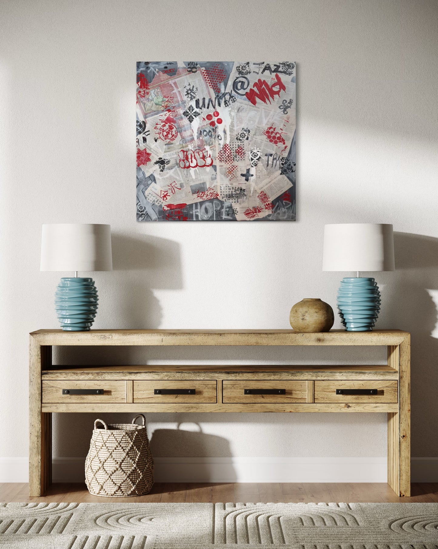 City Wall Palimsest - 76cm X 76cm stretched canvas