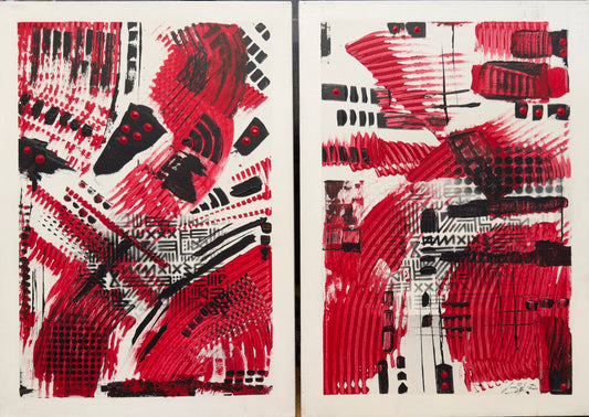 Red Riders Diptych - 2 of 42x59x2cm